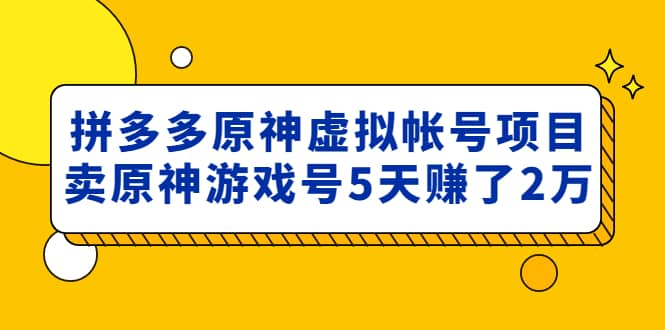 外面卖2980的拼多多原神虚拟帐号项目-自由之翼资源网