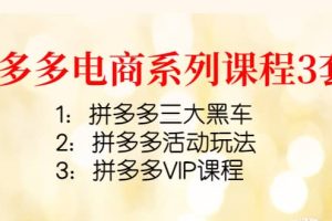 拼多多电商系列课程3套：拼多多三大黑车 拼多多活动玩法 拼多多VIP课程