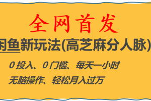 全网首发! 闲鱼新玩法(高芝麻分人脉)0投入 0门槛,每天一小时,轻松月入过万