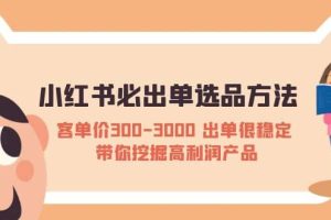 小红书必出单选品方法：客单价300-3000 出单很稳定 带你挖掘高利润产品