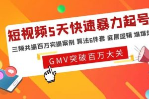 短视频5天快速暴力起号，三频共振百万实操案例 算法6件套 底层逻辑 爆爆爆