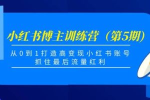 小红书博主训练营（第5期)，从0到1打造高变现小红书账号，抓住最后流量红利