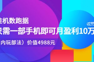 挂机数跑‬据，只需一部手即机‬可月盈利10万＋（内玩部‬法）价值4988元