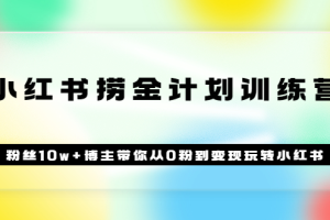 《小红书捞金计划训练营》粉丝10w 博主带你从0粉到变现玩转小红书（72节课)