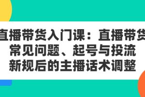 直播带货入门课：直播带货常见问题、起号与投流、新规后的主播话术调整