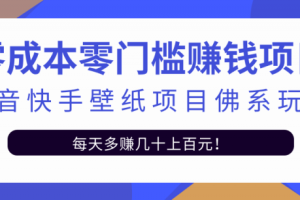 零成本零门槛赚钱项目：抖音快手壁纸项目佛系玩法，一天变现500 【视频教程】