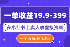 一单收益19.9-399，一个蓝海冷门项目，在小红书上卖人事虚拟资料