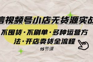 微信视频号小店无货源实战 不囤货·不刷单·多种运营方法·开店卖货全流程